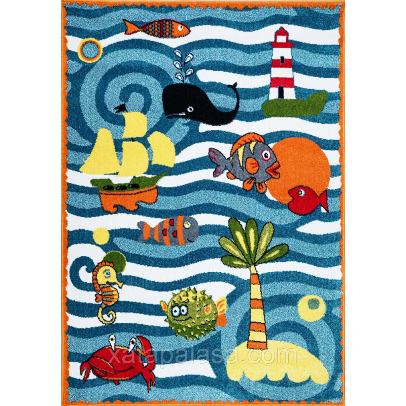 Килим дитячий 1,20*1,70 з морскою тематикою Kolibri 11140/146