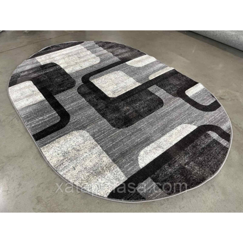 Килим 2,50*3,50 овал сіра абстракція BONITO 7134