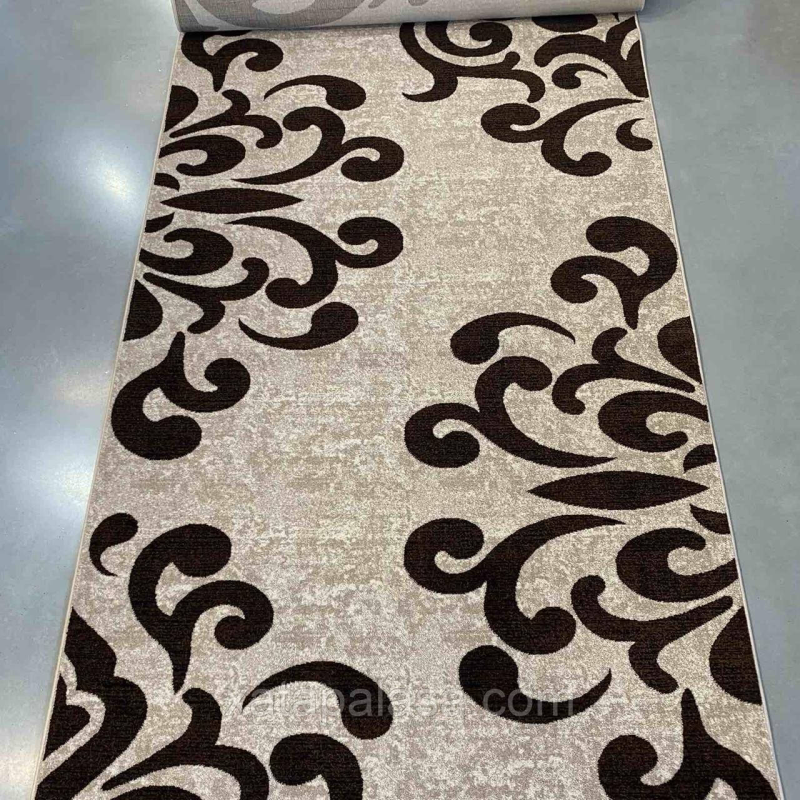 Килимова доріжка ширина 1,30м коричневий вензель Cappuccino 16028/118