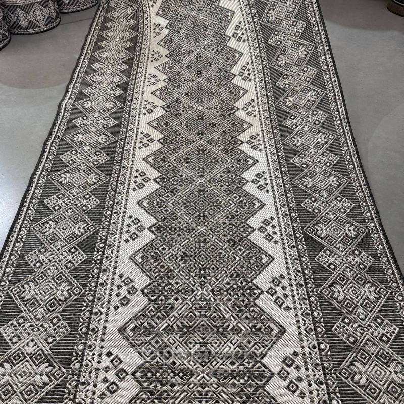 Доріжка без ворсу ширина 1,50м “Вишиванка“ сіра Naturalle 939/08