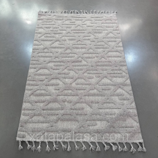 Килим 1*2 Скандинавський стиль, петльовий ворс, сірий з бахромою Stellart 115 Grey