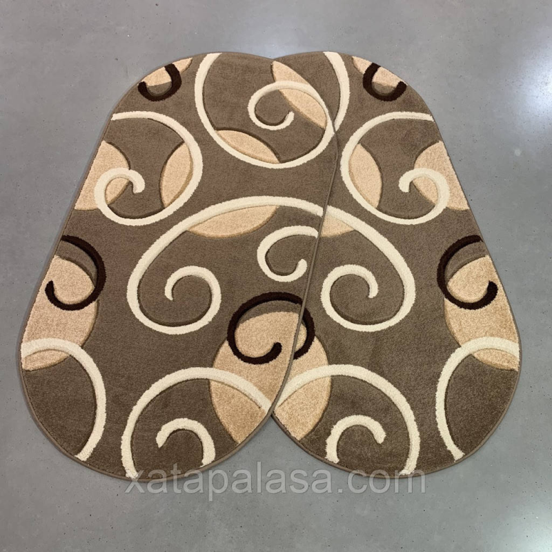 Приліжковий килим 80х150 овал з фігурною стрижкою Freese 0255A brown/brown Туреччина