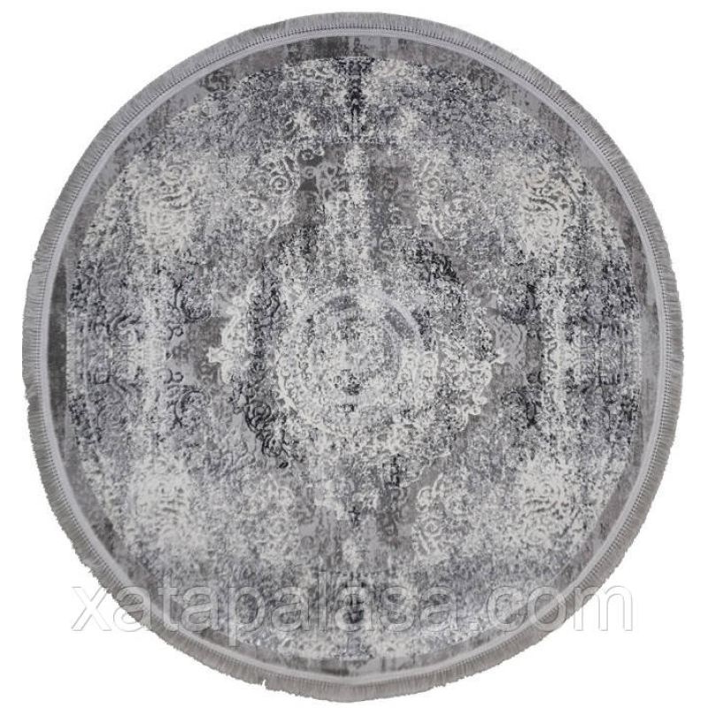 Круглий килим 2,50м сучасна сіра класика Levado 03710A L.Grey/White