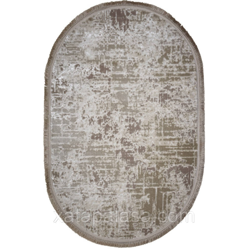 Бежевий овальний килим з абстракцією 3х4 Levado 09042A Beige