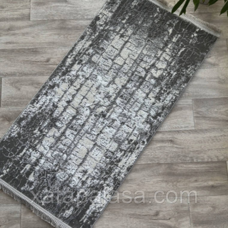 Сірий килим з абстракцією 1х2 Levado 09046A L.Grey/L.Grey Сірий килим з абстракцією 1х2 Levado 09046A L.Grey/L.Grey