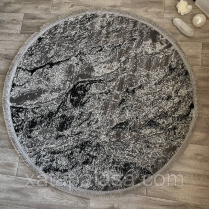 Сучасний круглий сірий килим діаметр 3м Levado 09045A L.Grey/L.Grey