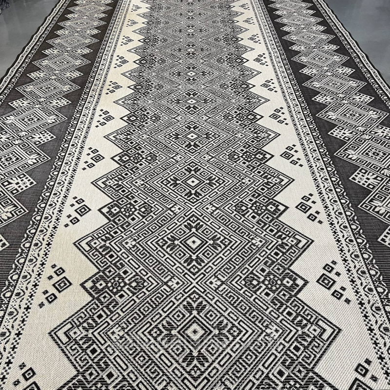 Безворсовий килим 2,50*4 на джутовій основі Вишиванка коричнева Naturalle 939/19