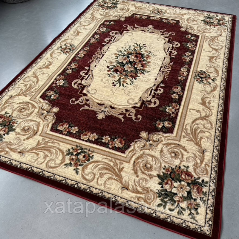 Килим 2.50х4 червоний з квітами Lotos 535/210