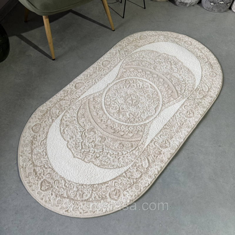 Килим приліжковий 0.80х1.50 овал Defile M045A L.Beige/white