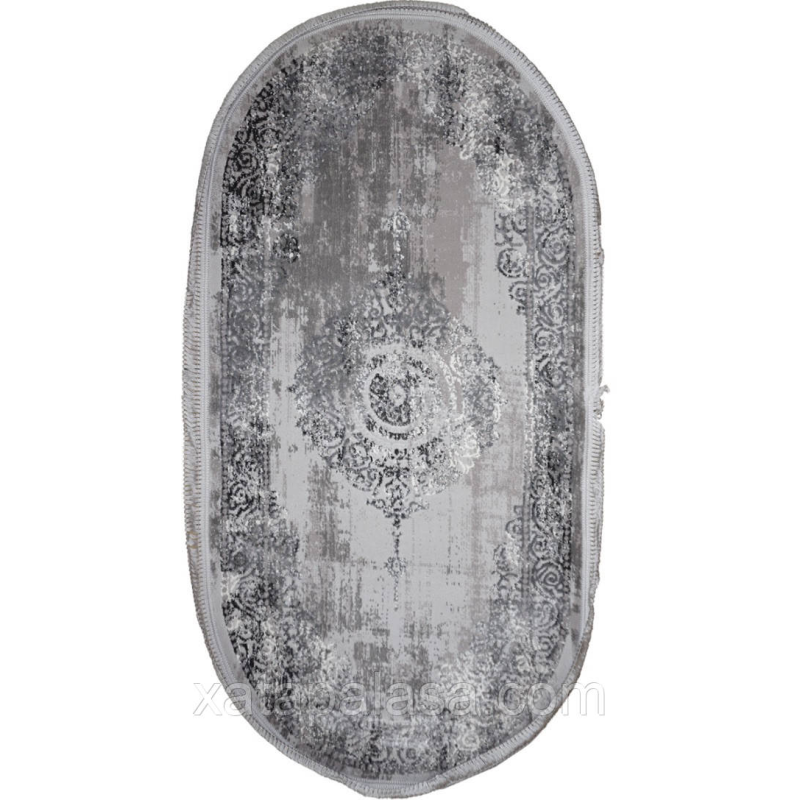 Килим приліжковий овал 60х110 Levado 03710A L.Grey/White